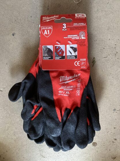 Milwaukee X-Large Red Nitrile Level 1 Cut Resistance Dipped Work Gloves (3-Pack)