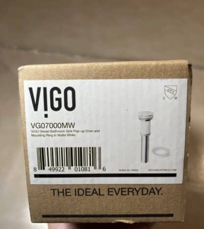 Vigo Vessel Bathroom Sink Pop-Up Drain and Mounting Ring in Matte White