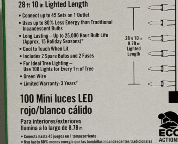 Home Accents 100 Light Red and Warm White Mini LED Lights - Image 4
