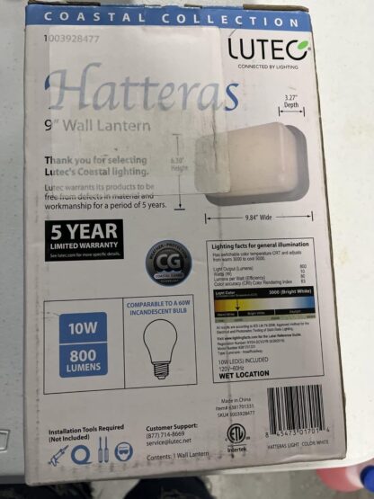 Lutec Coastal Hatteras White Outdoor Integrated LED Bulkhead Wall Lantern