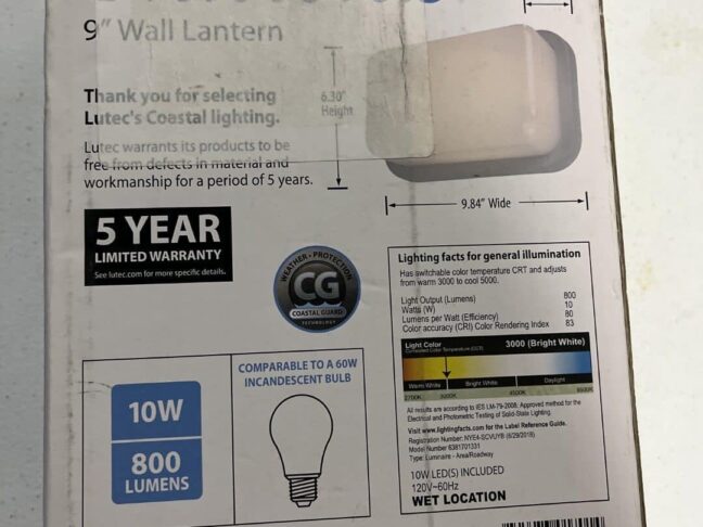 Lutec Coastal Hatteras White Outdoor Integrated LED Bulkhead Wall Lantern