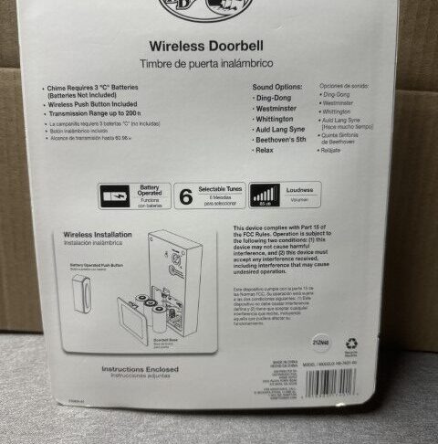 Defiant Wireless Battery Door Bell Kit in Nickel with Gray Fabric - Image 5