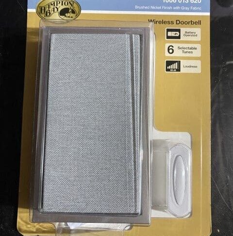 Defiant Wireless Battery Door Bell Kit in Nickel with Gray Fabric