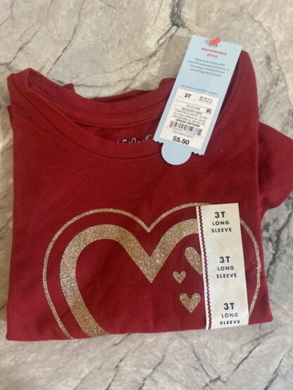 IMG 1928 rotated Girls Gold Heart Red Long Sleeve Shirt