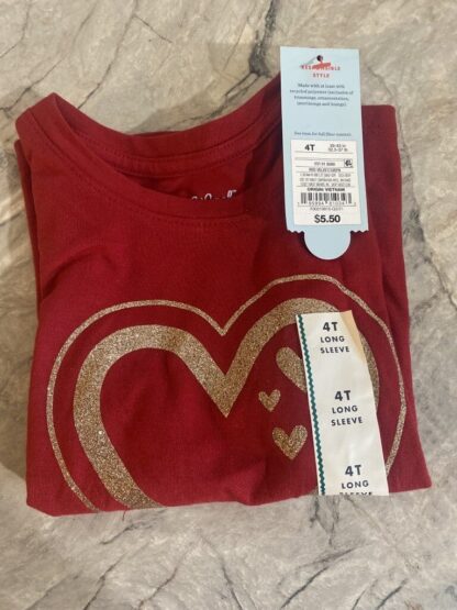 IMG 1929 rotated Girls Gold Heart Red Long Sleeve Shirt