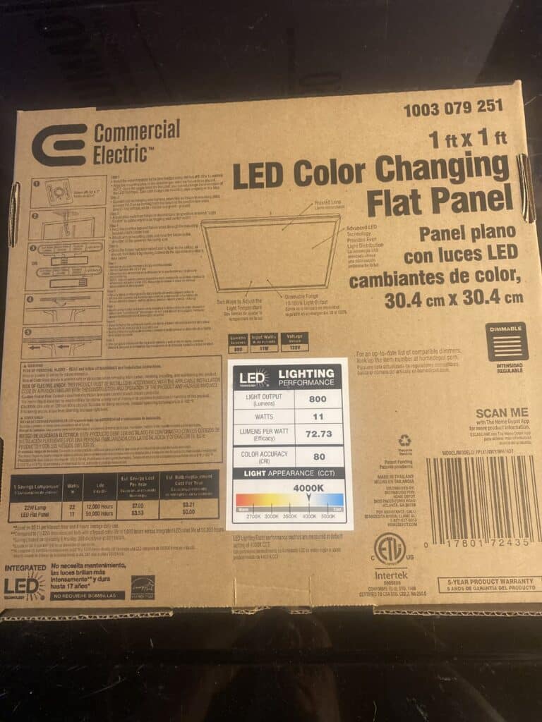 Commercial Electric 12x12 LED Edge-Lit Flat Panel Flush Mount