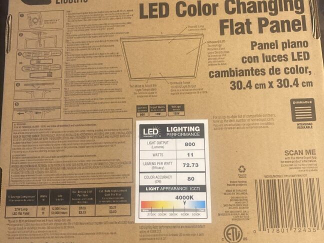 Commercial Electric 12x12 LED Edge-Lit Flat Panel Flush Mount