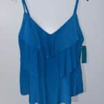 Women's Tiered Tankini Swim Top Aqua Green Size XL