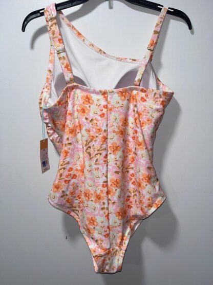 Kona Sol Orange And Pink Floral One Piece Swimsuit 14w Bundle