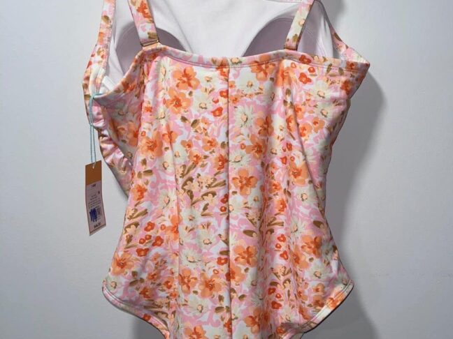 Kona Sol Orange And Pink Floral One Piece Swimsuit 14w Bundle