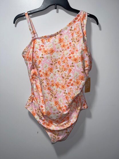 Kona Sol Orange And Pink Floral One Piece Swimsuit 14w Bundle