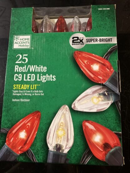 Home Accents 25 Red White C9 LED Lights