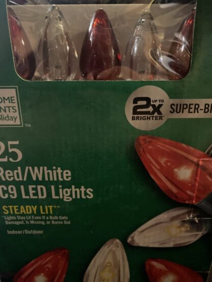 Home Accents 25 Red White C9 LED Lights