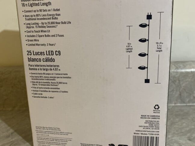 Home Accents 25 Warm White C9 LED Lights