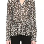 Michael Kors Womens Leopard Print Peplum Blouse