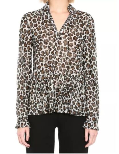 Michael Kors Womens Leopard Print Peplum Blouse