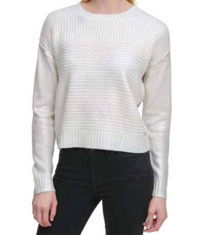 DKNY Womens Ribbed Pullover Sweater