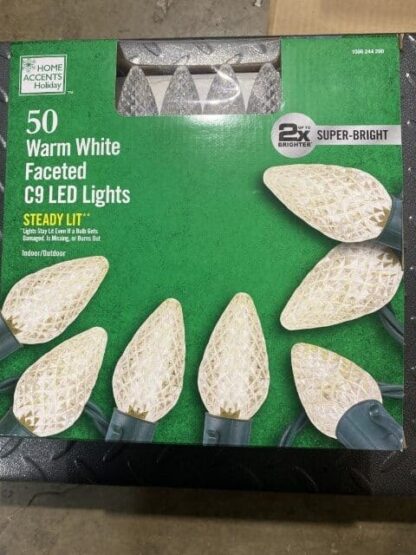 Home Accents 50 Warm White Faceted C9 LED Lights