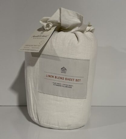 Linen Blend Bed Sheet set Size Full Heart and Hand with Magnolia