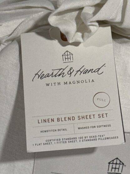 Linen Blend Bed Sheet set Size Full Heart and Hand with Magnolia