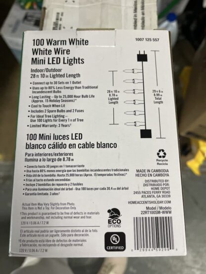 Home Accents 100 Warm White White Wire Mini LED Lights - Image 2