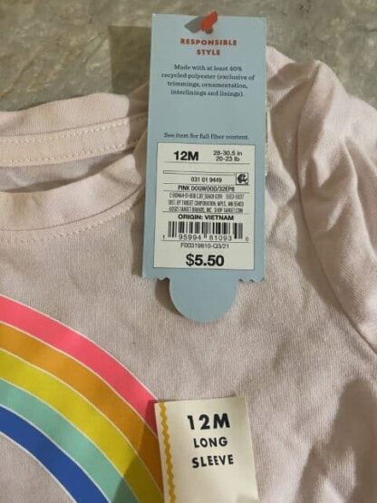 Pink Rainbow Shirt Size 12M