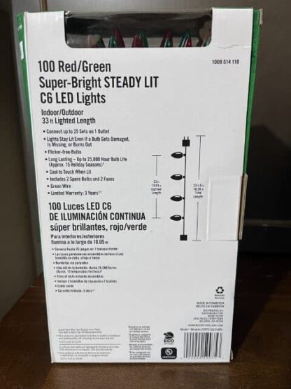 Home Accents 100 Red and Green C6 LED Lights