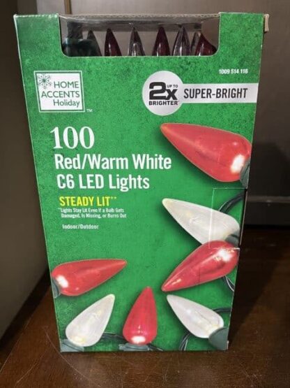 Home Accents Red and Warm White C6 LED Lights