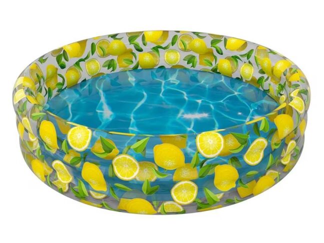 PoolCandy 4-Person Deluxe Inflatable Pool | Lemon Print | 78" x 78" x 15"​ - Image 5