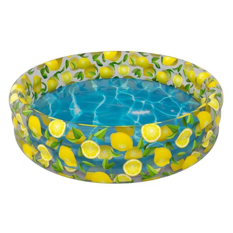 PoolCandy 4-Person Deluxe Inflatable Pool | Lemon Print | 78" x 78" x 15"​ - Image 5