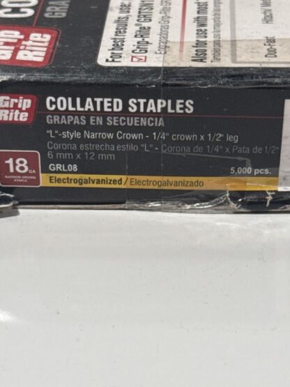 Grip-Rite 1/2 in. x 1/4 in. 18-Gauge Electro-Galvanized L-Style Narrow Crown Staples (5,000 Per Box) - Image 4