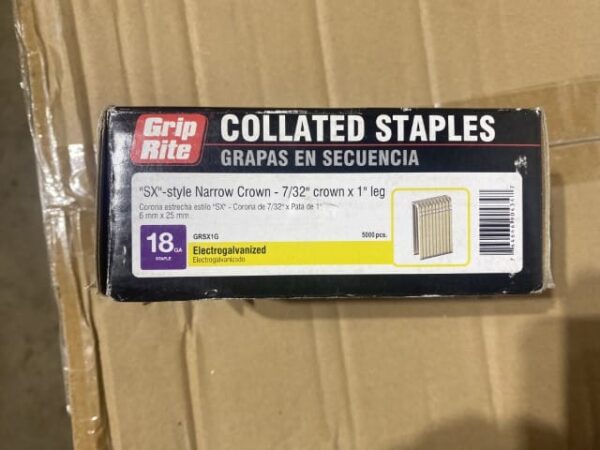 Grip-Rite 1 in. 18-Gauge Galvanized SX-Style Narrow Crown Staples (5,000 Per Box) - Image 2