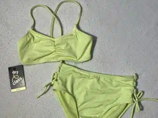 Art Class Girls Ribbed 2pc Yellow Bikini Set Size M (7/8)