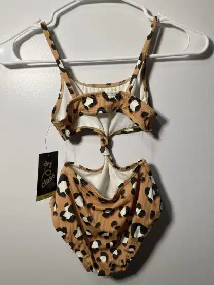 Art Class Girls UPF 50+ Leopard Print Ribbed One Piece Swimsuit Size S (6/6X) - Image 5
