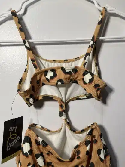 Art Class Girls UPF 50+ Leopard Print Ribbed One Piece Swimsuit Size S (6/6X) - Image 4