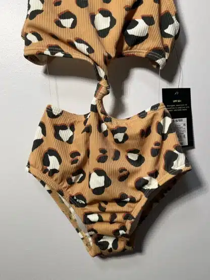 Art Class Girls UPF 50+ Leopard Print Ribbed One Piece Swimsuit Size S (6/6X) - Image 3