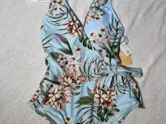 Kona Sol Wrap Front Floral Swimsuit Size S