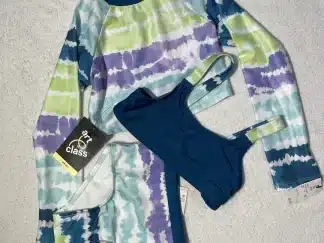 Girls Art Class 3pc Tie-Dye Cropped Long Sleeve Rashguard Set Size XS (4/5)