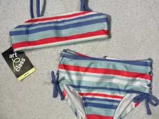 Art Class Girls 2 Piece Striped Bathing Swimsuit Size XS (4/5)