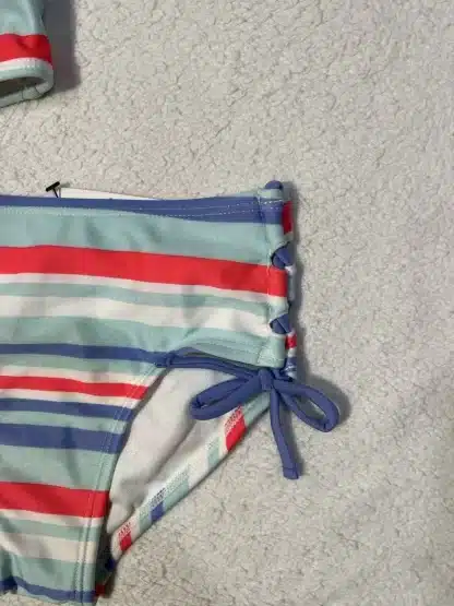 Art Class Girls 2 Piece Striped Bathing Swimsuit Size XS (4/5) - Image 2