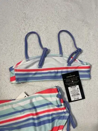 Art Class Girls 2 Piece Striped Bathing Swimsuit Size XS (4/5) - Image 4