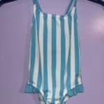 Cat & Jack Girls Strappy Ruffle Striped One Piece Swimsuit Blue Size XS (4/5)