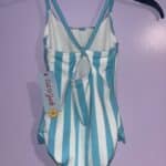 Cat & Jack Girls Strappy Ruffle Striped One Piece Swimsuit Blue Size XS (4/5)