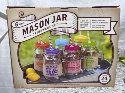 6 Piece Mason Jar Drinkware Set