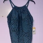 Kona Sol Womens High Neck Animal Print Tankini Top Size X