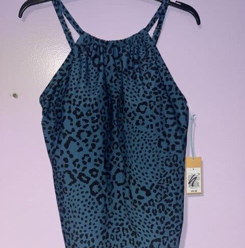Kona Sol Womens High Neck Animal Print Tankini Top Size X