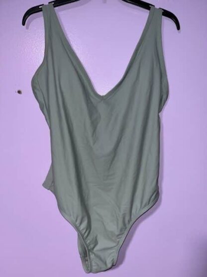 Womens' Kona Sol Green One Piece V Neck Swimsuit Size XL (16-18)