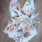 Kona Sol Wrap Front Floral Swimsuit Size S