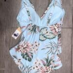 Kona Sol Wrap Front Floral Swimsuit Size S