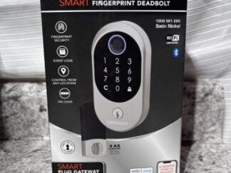 Defiant Hubspace Satin Nickel Round Biometric Fingerprint Electronic Touchpad Deadbolt